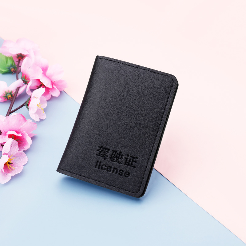 Caja de cuero vertical de la licencia de conducir del vehículo de motor titular de la tarjeta ultrafino de la licencia de conducir de las mujeres carnet de conducir caja de la tarjeta Linda bolsa de la licencia de conducir