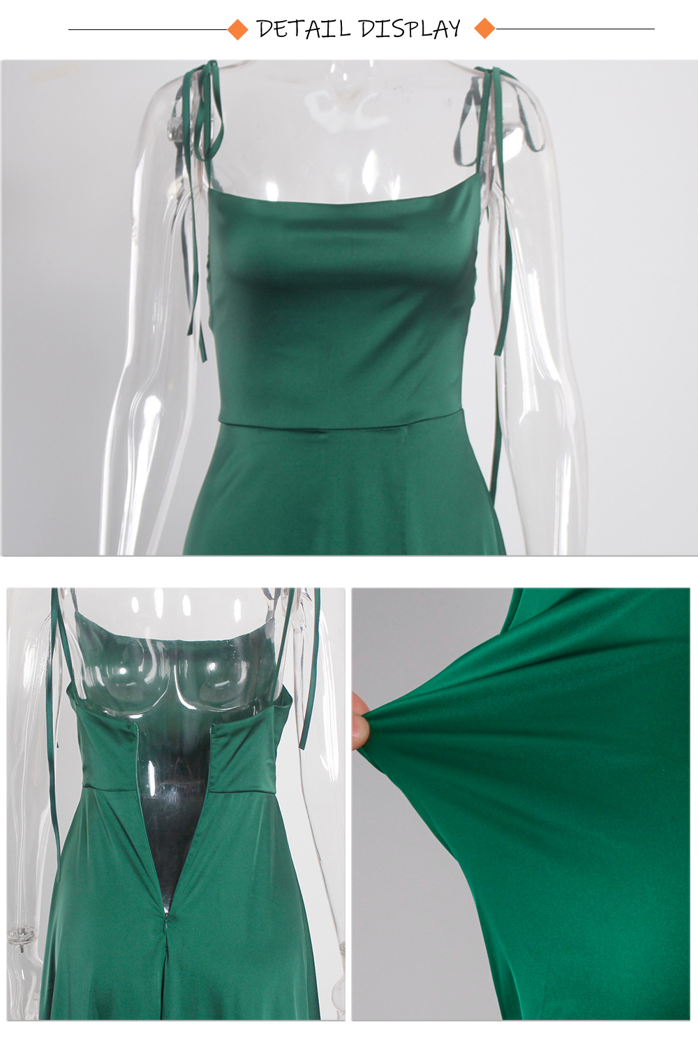 Women's Evening Dress Satin Square Neck Split Long Prom Gown_voghion.com
