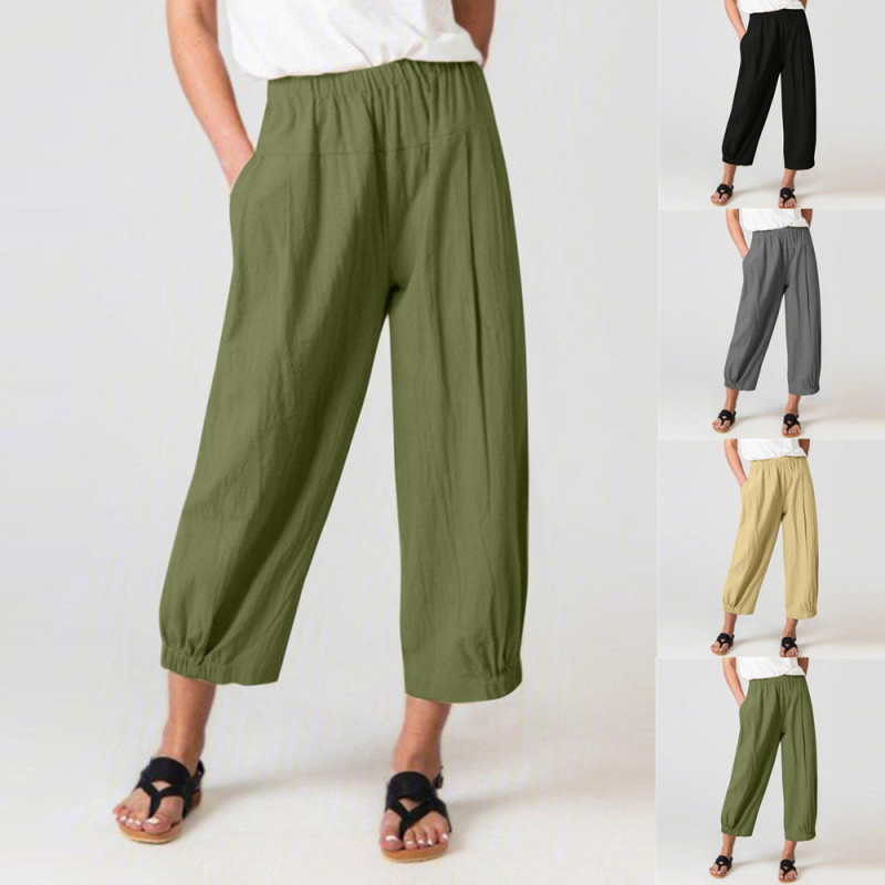 2023 New European and American Cross-border Amazon wish Loose Harem Pants High Waist Cotton Linen Pants Wide Leg Women's Pants 2023 New European and American Cross-border Amazon wish Loose Harem Pants High Waist Cotton Linen Pants Wide Leg Women's Pants