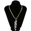 Retro necklace from pearl with tassels, chain, accessory, European style