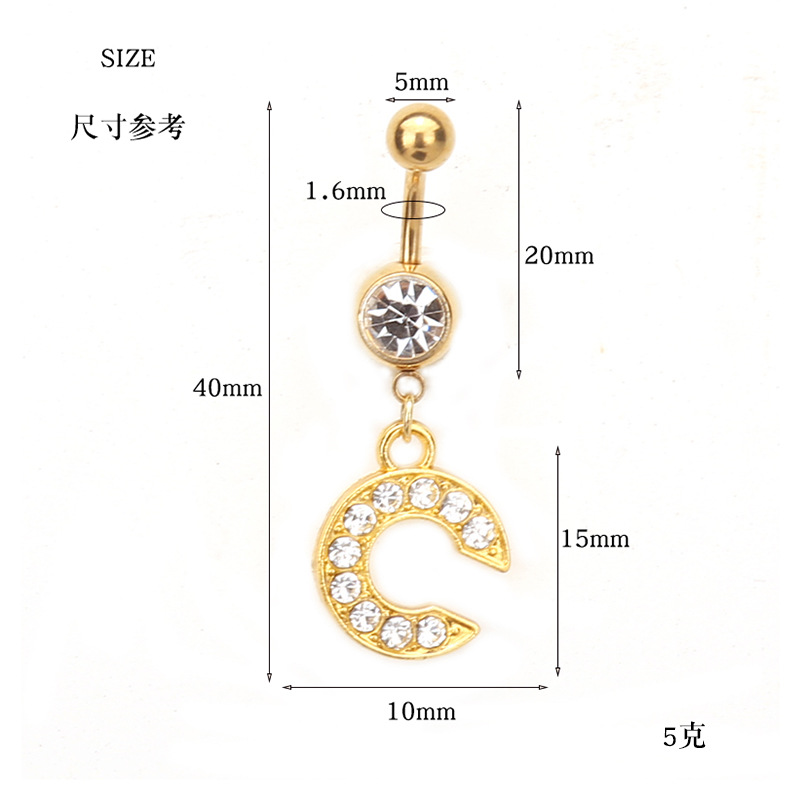 Oro letras inglesas A- Z anti-alergia cuerpo piercing joyería de las mujeres ombligo clavo ombligo anillo AliExpress deseo