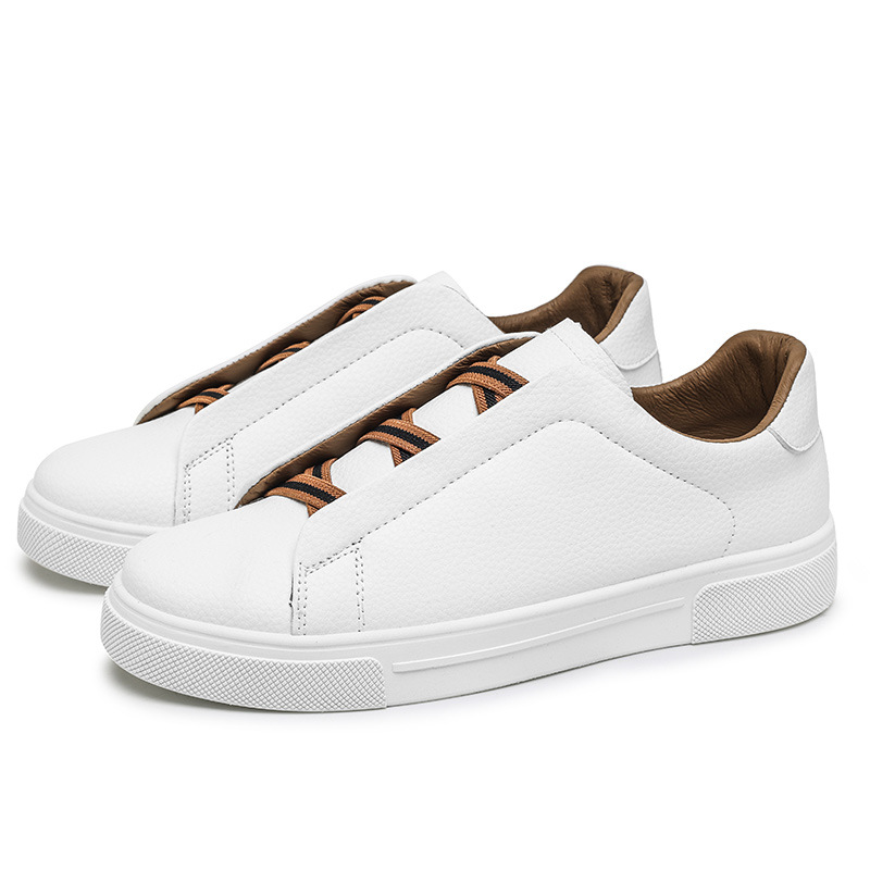 Zapatos de hombre de un pie de zapato 2025 primavera nuevos zapatos casuales de skate para hombres zapatos blancos sin correa estudiantes adolescentes