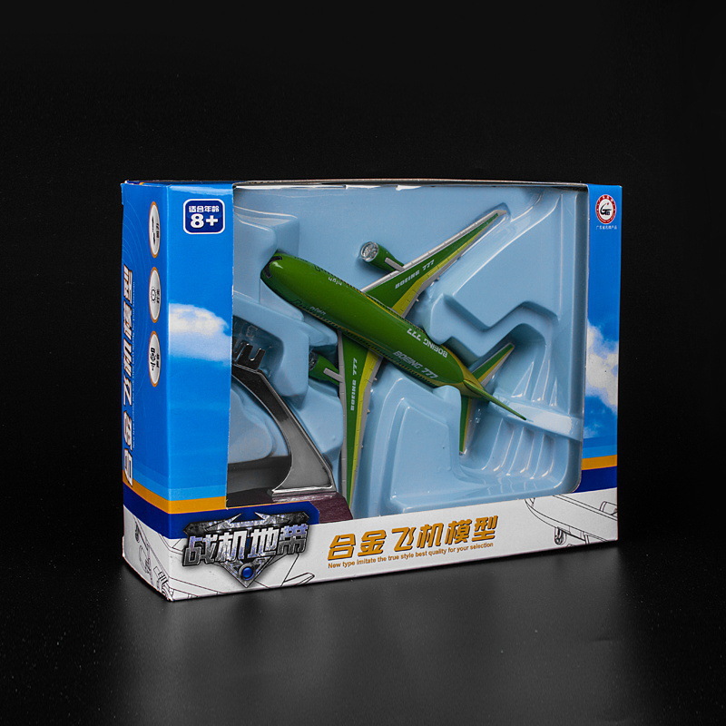 Caipo 51473B aleación aviones de juguete modelo niños simulación sonido 777 avión pasajeros sonido y luz Tire hacia atrás caja color