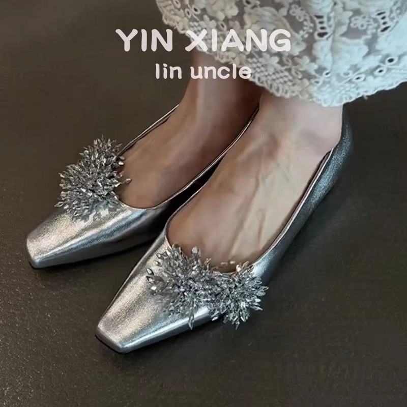 羊皮版~法式口方头晚晚鞋女2025新款气质烟花玛丽珍靴平底单鞋女|undefined