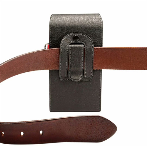 Vertical large screen double-layer phone waist bag for men, with belt waist bag, horizontal elderly dual-grid leather case outdoor sports bag