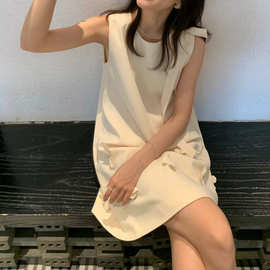 2025春夏新款高级感立体花无袖连衣裙女法式背心裙短裙立体图案