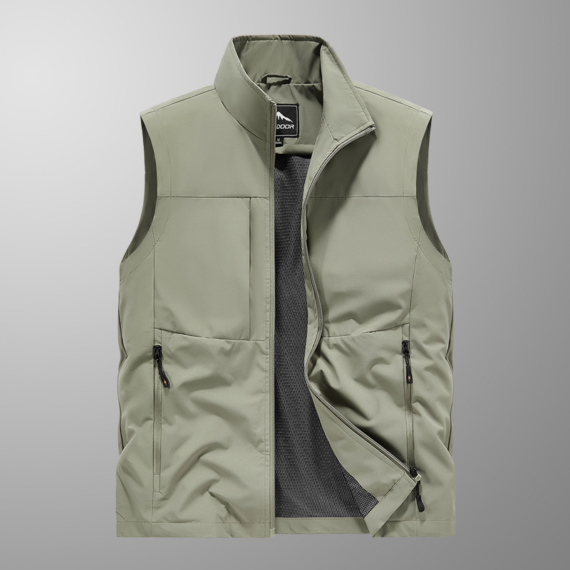 Chaleco casual transfronterizo de gran tamaño, chaleco transpirable de secado rápido con cuello alto para jóvenes y de mediana edad, chaleco de nailon, chaleco sin mangas para hombres