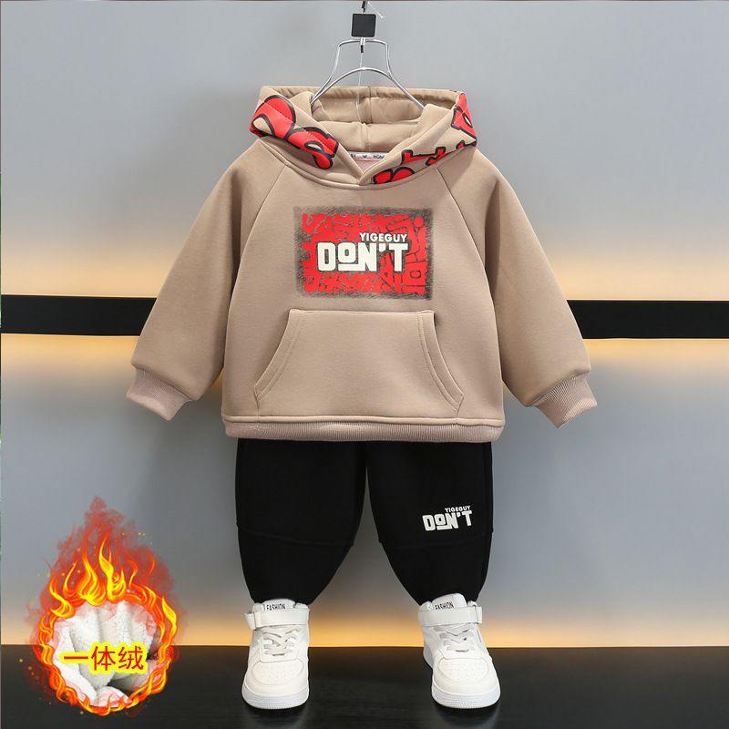 6663 Ropa para niños Traje de otoño e invierno para niños 2024 Nuevo estilo Ropa de invierno para niños más suéter grueso de terciopelo Traje de dos piezas para bebés