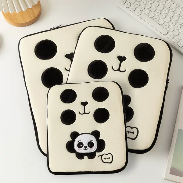 Cartoon embroidery panda ipad liner bag laptop bag apple pro storage bag 11 inch 13 inch 15 inch