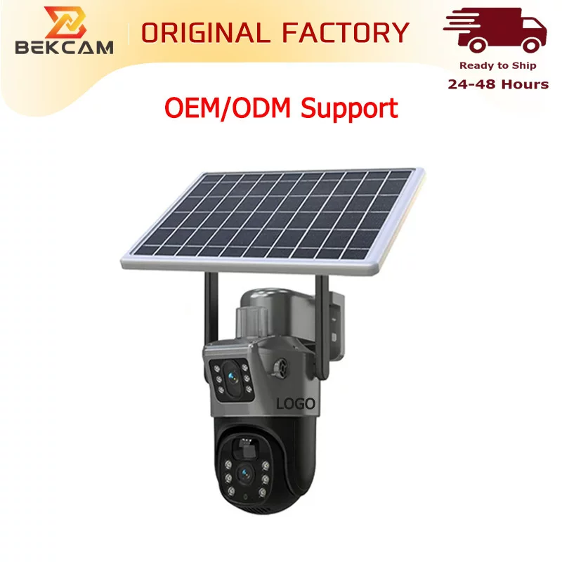 Dual-screen camera HD outdoor 360 panoramic wireless wifi surveillance camera Solar Camer