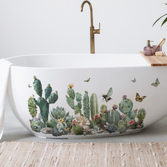 外貿熱帶綠植仙人掌蝴蝶臥室玄關家居裝飾牆貼貼紙自粘批發跨境