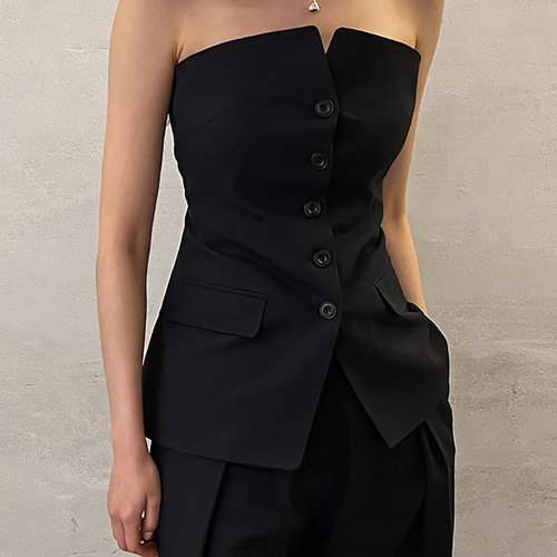 Summer European and American fashion tight-fitting off-shoulder hottie sexy suit tube top top vest  new style temperament and slim fit