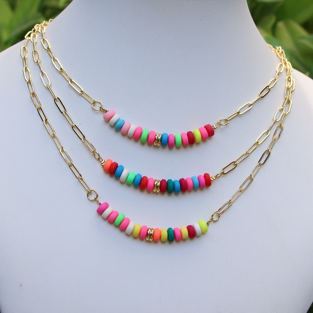 color beaded stitching soft ceramic chain necklace wholesale
