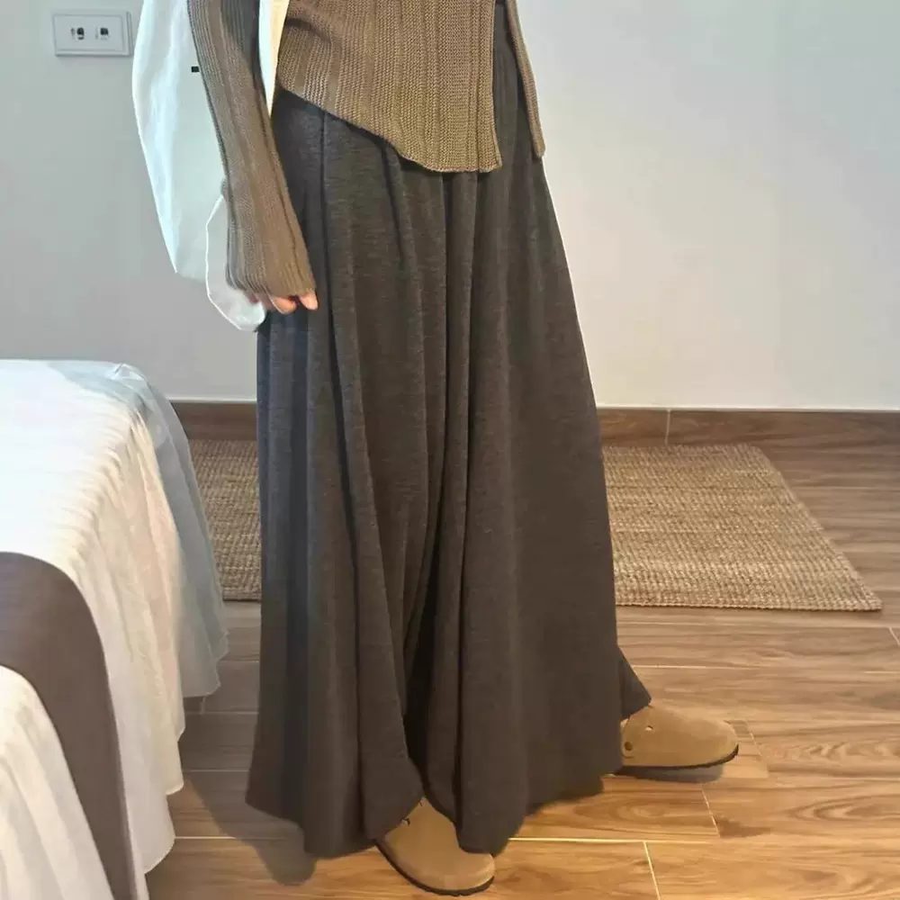 慵懒糯米裙裤女2025新款秋季高腰显瘦半身裙垂感休闲小个子阔腿裤