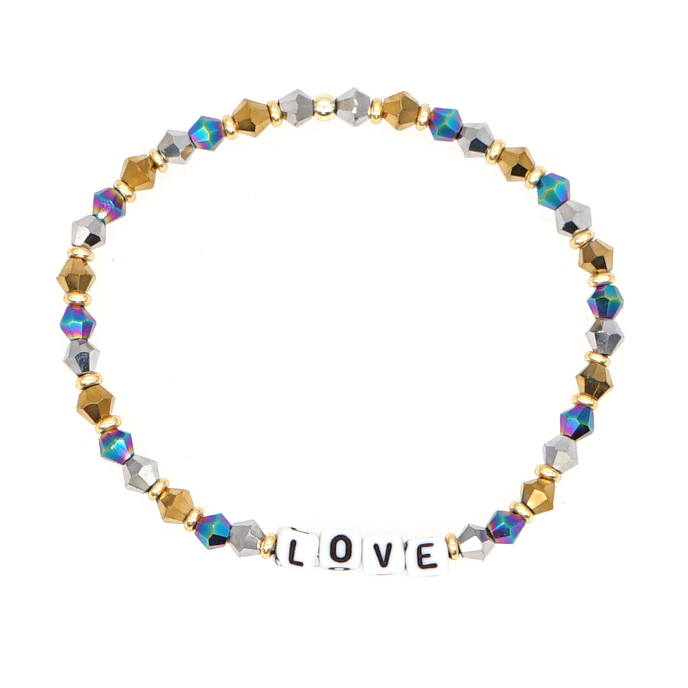 Bohemian Style Color Crystal Letter Beaded Small Bracelet display picture 5