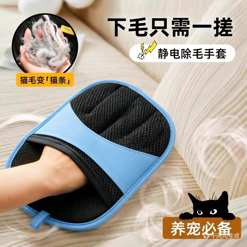 宠物静电除毛手套粘毛神器衣服去猫毛神器狗猫咪专用刷毛清理手套