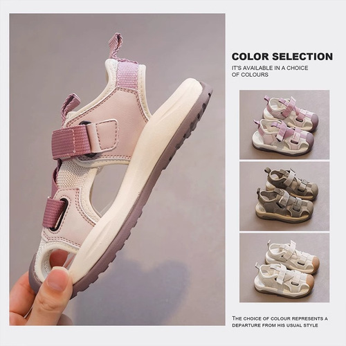 Children's Summer Sandals 2025 New Arrival Soft Sole Beach Shoes with Cap for Big Kids and Boys, Unisex