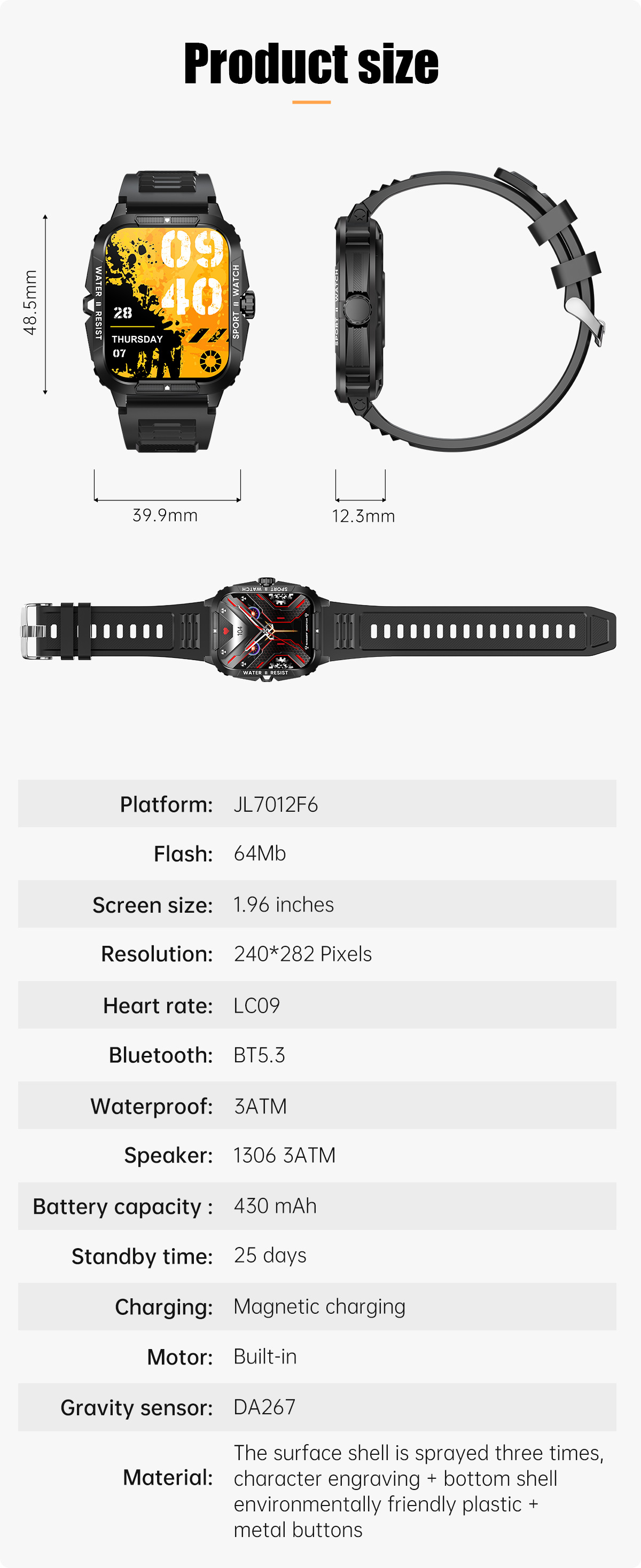 Sport Smartwatch Mit Herzfrequenzmesser Und Full Screen Display_voghion.com