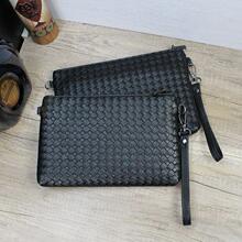 2023新款编织皮革手拿包男士钱包柔软手包大容量手机包商务手抓包
