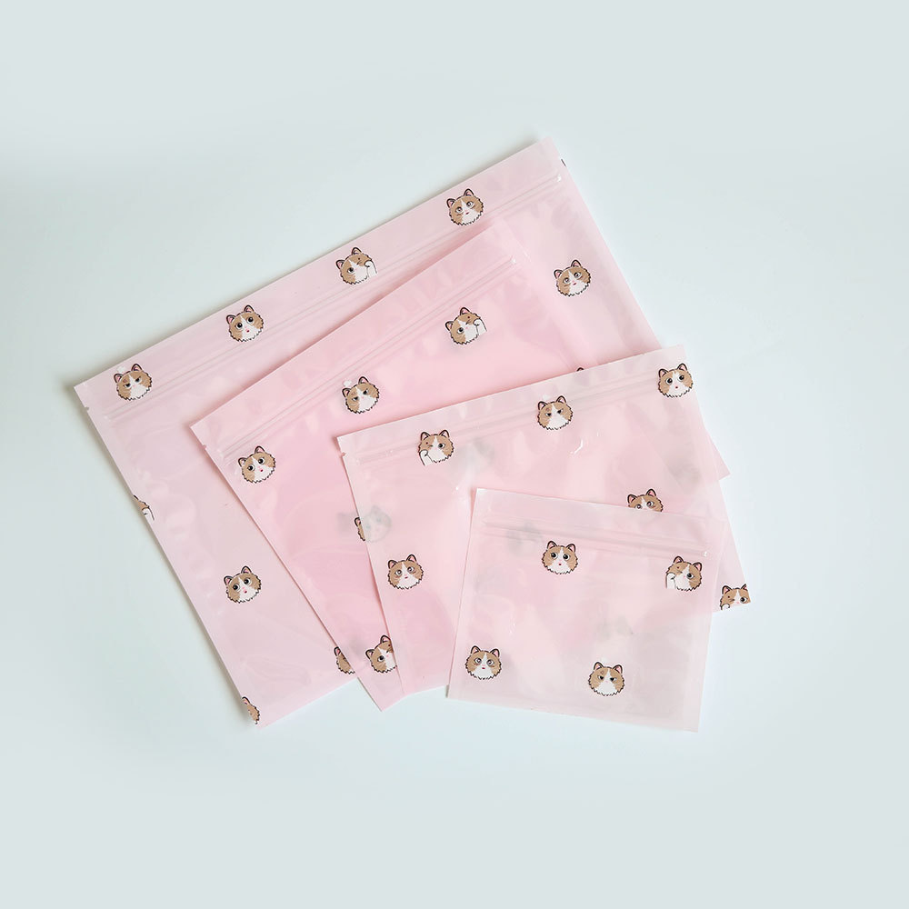 可定制猫咪卡通阴阳骨自封袋饰品包装现货首饰封口袋服装少女风