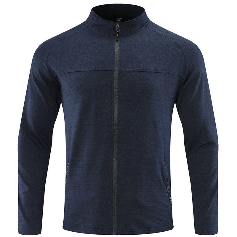 Hombres secado rápido elástico chaqueta de manga larga al aire libre montañismo ropa de carrera de cuello vertical chaqueta a prueba de viento cardigan transpirable moda