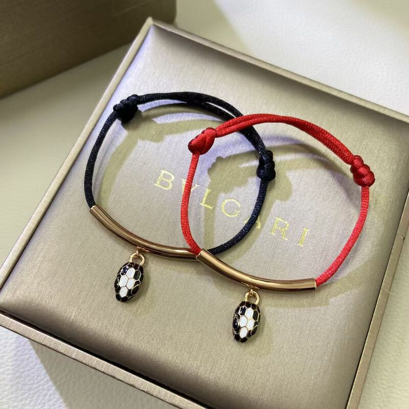 2025 New Baojia BV Snake-shaped Red Rope Bracelet V Gold High Version Enamel Men's and Women's Couple's Hand Rope