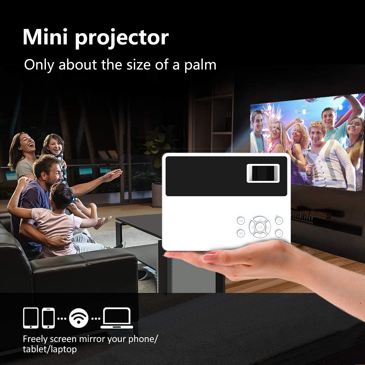 Cross-Border Trade J12C Mini Portable Projector 1080P High-Definition Projector Office Mini Portable