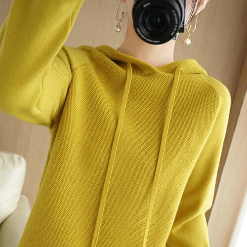 Hooded sweatshirt for women spring and autumn 2024 new hoodie bottoming sweater with knitted sweater casual large size hooded sweater for women