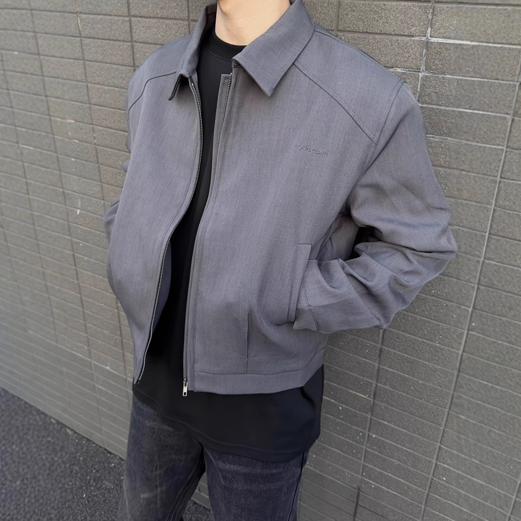 Giacca blazer con spalle imbottite in stile americano per uomo, design di nicchia alla moda, cappotto corto casual di alta qualità con cerniera_voghion.com
