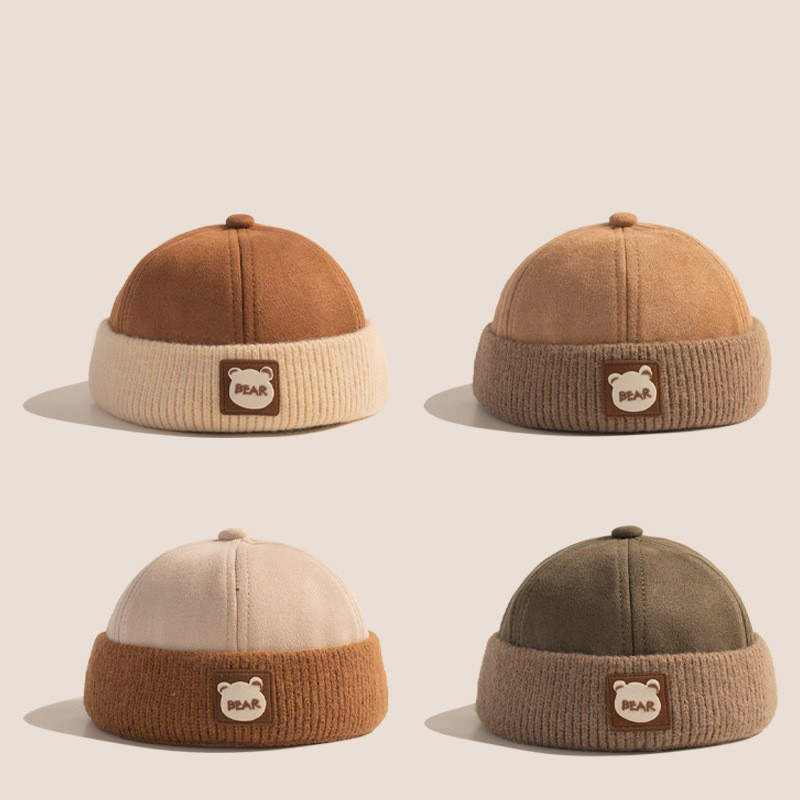 Otoño y invierno coreano estilo exterior sin bordes de color engrosado sombrero de niños para hombres y mujeres bebés caliente sombrero de piel de melón de moda universal