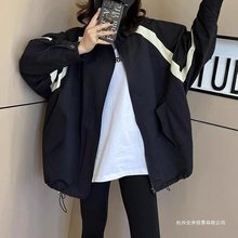欧货黑色冲锋衣外套女2025年秋季新款休闲百搭宽松夹克棒球服上衣