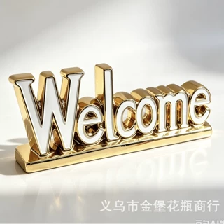 样板间字母陶瓷摆件 电镀白金英文字母玄关 跨境货源