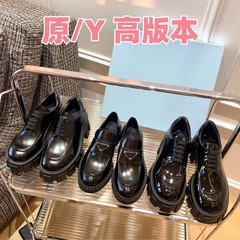 2025新款厚底增高鞋圆头系带小个子专属乐福鞋透气百搭休闲小皮鞋