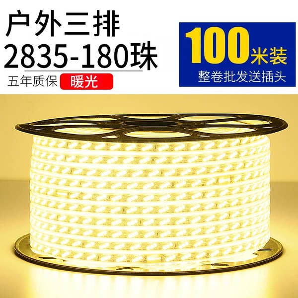 Project three rows 180 bead warm light 100 meters to send 10 plugs