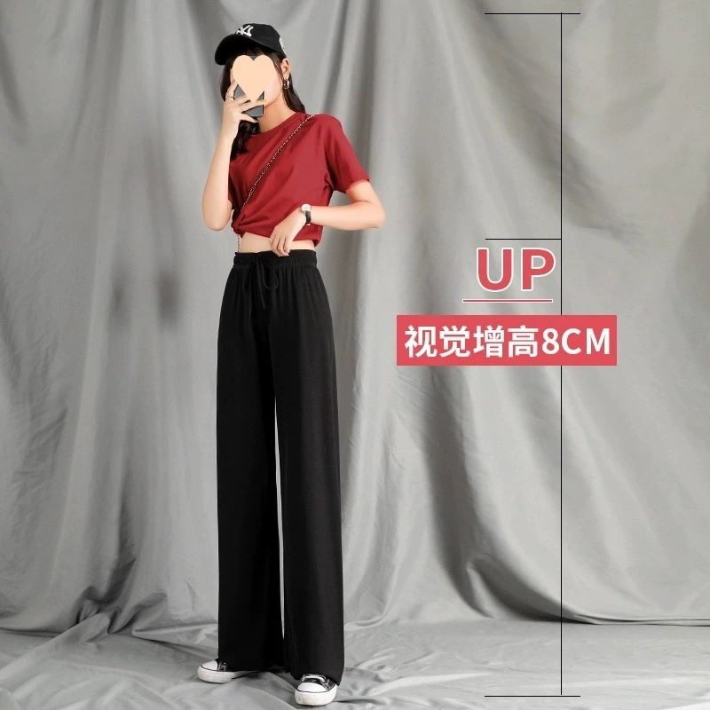 Black thin trousers for leisure, fitted, loose straight fit