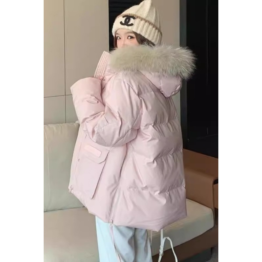 2026 New Winter Korean Style High-End Large Fur Collar Workwear Parka Thickeneded Student down Jacket for Women