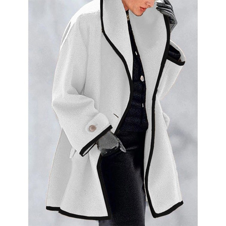 Women's Fashion Solid Color Patchwork Single Breasted Coat Woolen Coat display picture 2