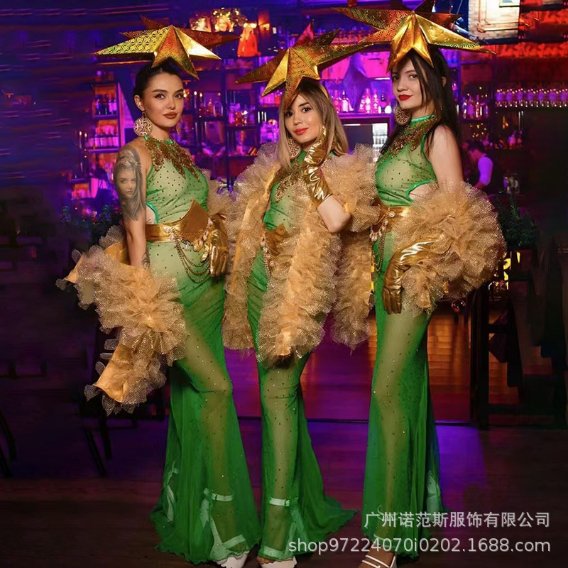 Thai Style Green Mesh Perspective Temperament dress Holiday Beach Dress Cocktail Party Evening Dress