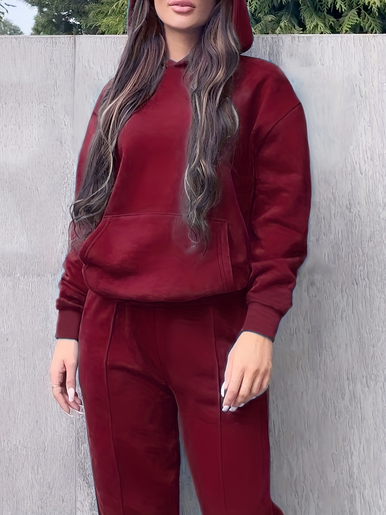 Women's Autumn Winter Hooded Sweatshirt And Straight Leg Pants Set Plus Size Clothing Popular_ecoleips.com