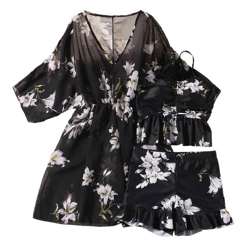 2025 New Swimsuit Women's Split Three-Piece Set Loose Summer Sun Protection Cover Belly Slimming Look Conservative Seaside Vacation