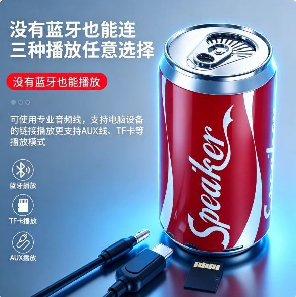 Cross-Border Wireless Bluetooth Speaker Mini Portable Stereo for Mobile Phone, Computer, and Can-Shaped Portable Subwoofer