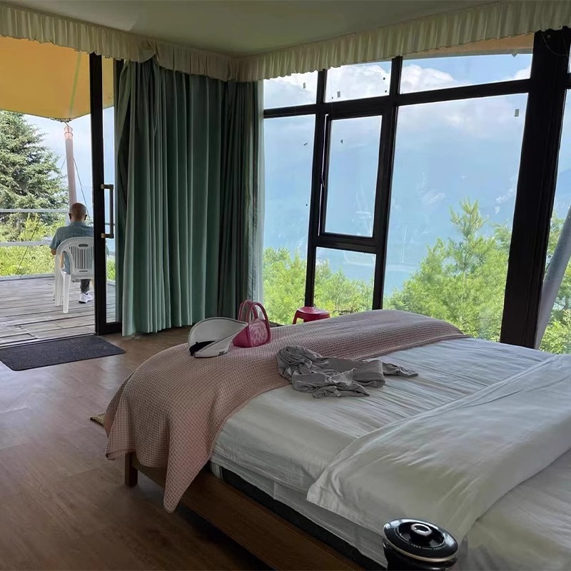 Tienda de hotel de vacaciones pequeño lujo salvaje a prueba de vista a prueba de viento a prueba de lluvia una sola casa con baño de alta gama tienda de villa