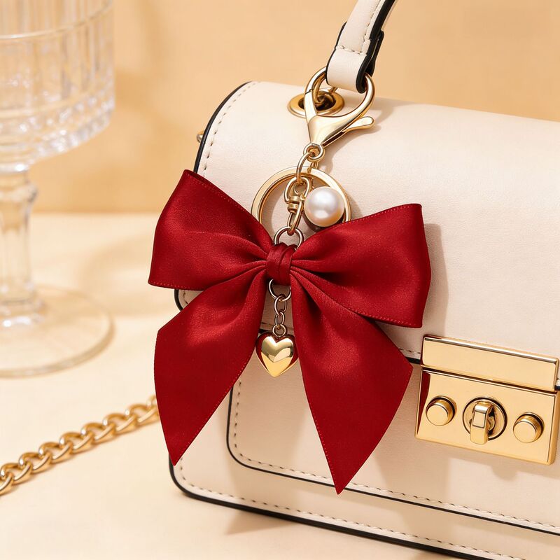 New Korean Style Ribbon Bow Keychain Pendant Bag Car Decoration Small Gift Key Chain Accessories
