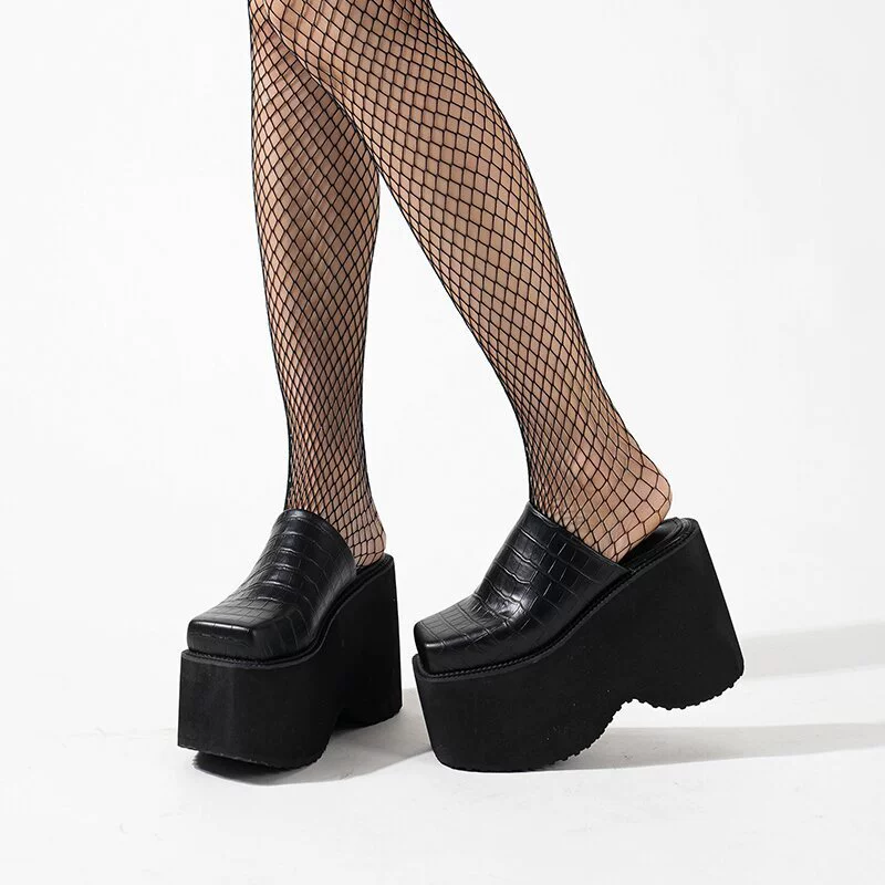 2024 Летние новые европейские и американские тапочки с толстой подошвой женские каменные узоры трансграничные модные холодные тапочки на каблуках внешняя торговля 41