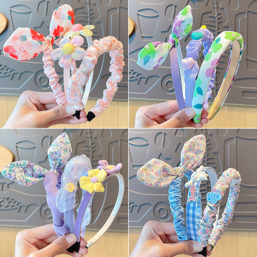 New children's hairbands for girls, non-slip, non-slip, baby hairpins, little girls' rabbit ears, bow headbands