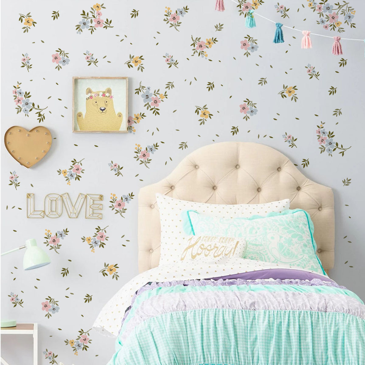 ZSZ1237 Color Flowers and Plants Background Wall Stickers Living Room Bedroom Warm Decorative Wall Stickers 2 Pack