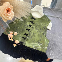 曲沐新中式国风丝绒拼接复古香云纱高级感马甲