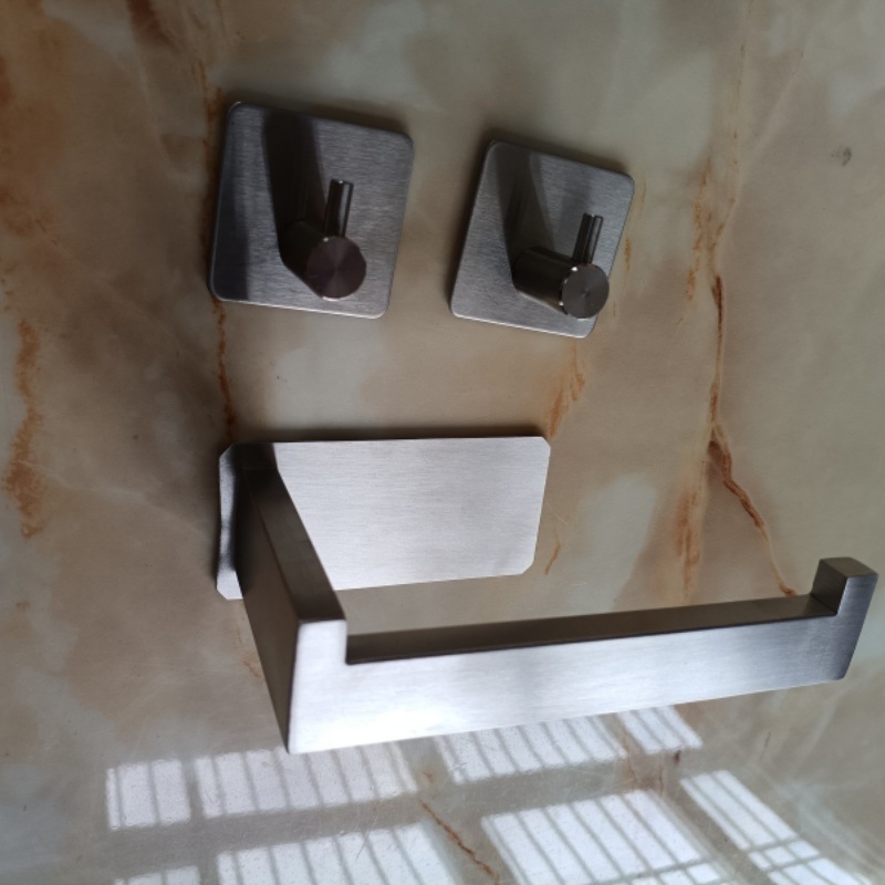 クロスボーダーキッチンティッシュボックスロールホルダー黒トイレステンレス角パイプティッシュホルダー穴なしトイレットペーパー収納ラック|undefined