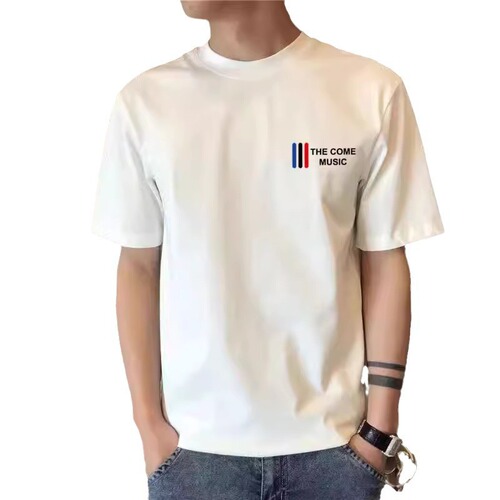 American retro letter printed short-sleeved men's summer heavy T-shirt men's half-sleeve loose trendy T-shirt