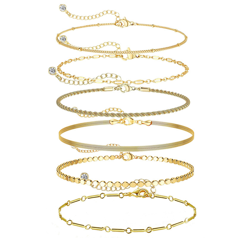 Cross-border Girls Layered Bracelet Waterproof Bracelet Exquisite Simple Bracelet Gold Plated Bridesmaid Bracelet Gift